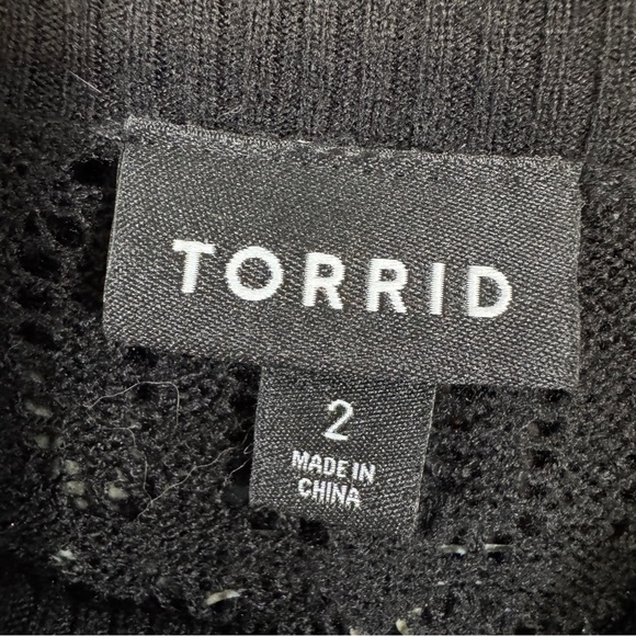 Torrid Black Open Stitch Sweater Tunic Plus 2X Mock Neck - Picture 3 of 6